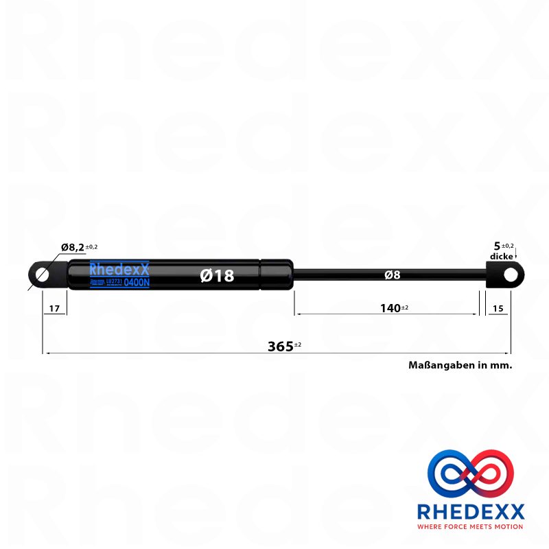 RhedexX® Gasfeder 275mm / 100mm / 50N – Ersatz Für Stabilus Liftomat 4931DF – Inkl. M6 Kugelgelenk & Winkelgelenk – 263519 0050N
