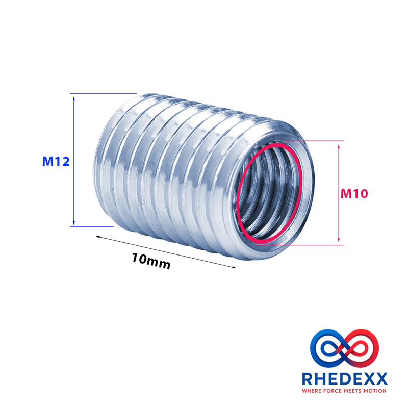 RhedexX® Gewinde Adapter M10 auf M12 - 10mm Reduzierstück Edelstahl – Bild 2