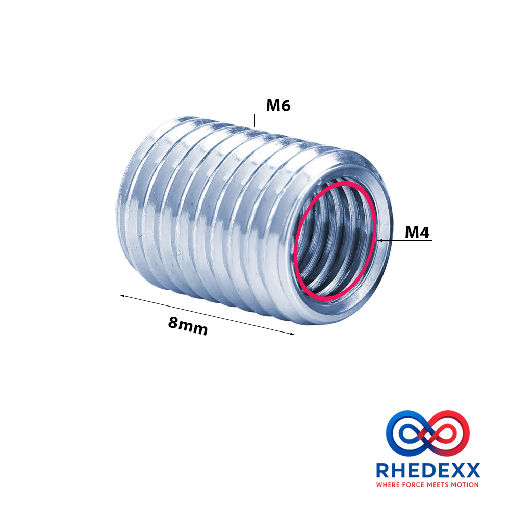 RhedexX® Gewinde Adapter M4 auf M6 - 8mm Reduzierstück Edelstahl – Bild 2
